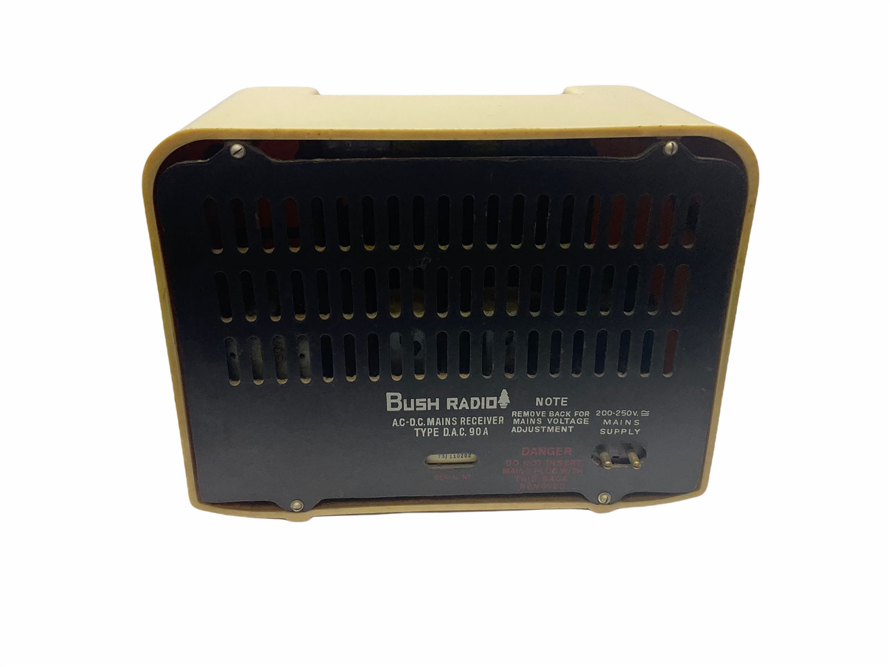 Bush Bakelite radio in cream H23cm, L39cm.  