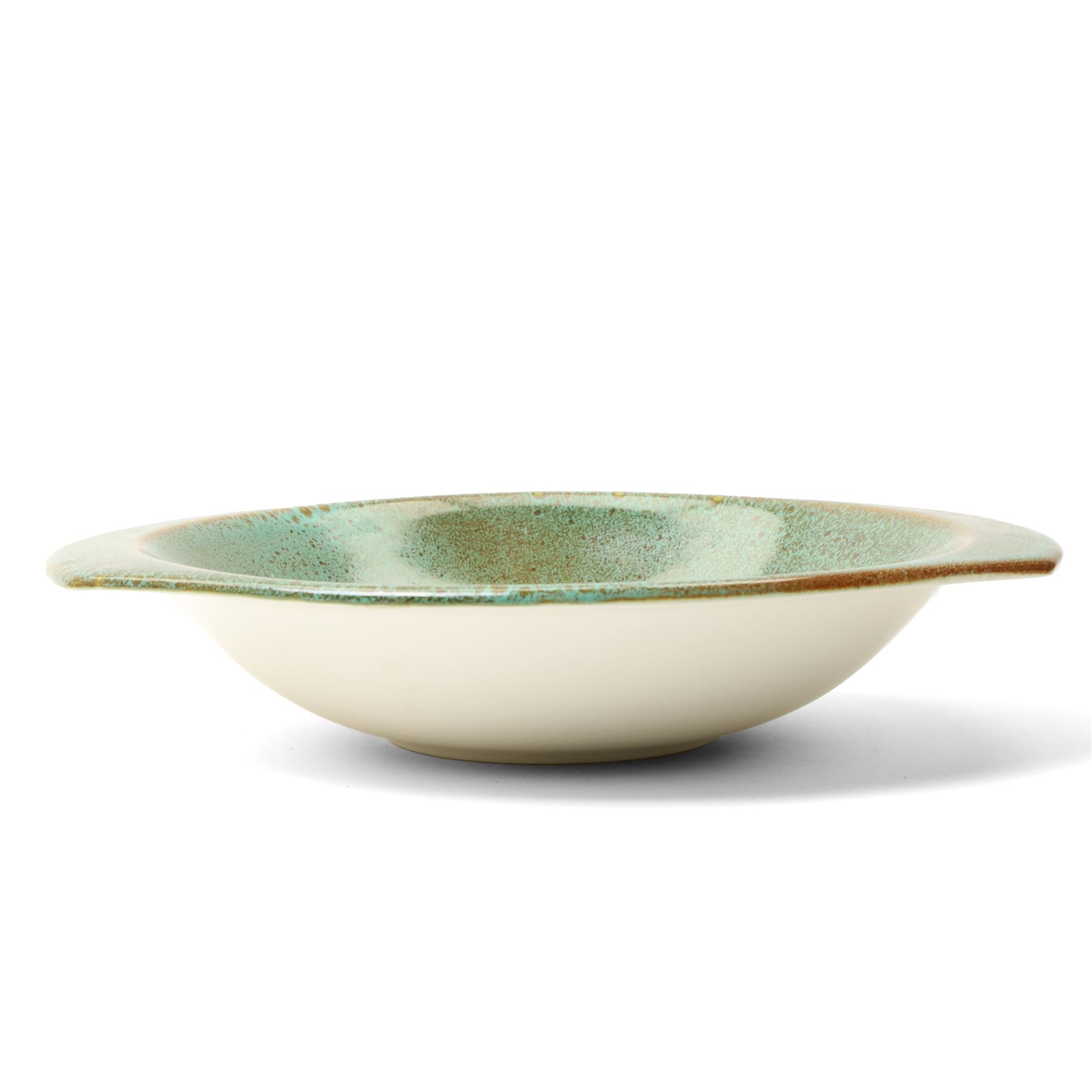 Whitefriars 'Controlled Bubble' vase, in the Twilight colourway, H19.5cm; together with a West German pitcher, H37cm, and Poole pottery twin handled dish, D28cm (3)