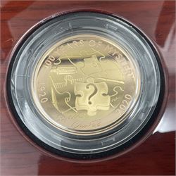 The Royal Mint United Kingdom 2020 'Agatha Christie 100 Years of Mystery' gold proof two pound coin, cased with certificate