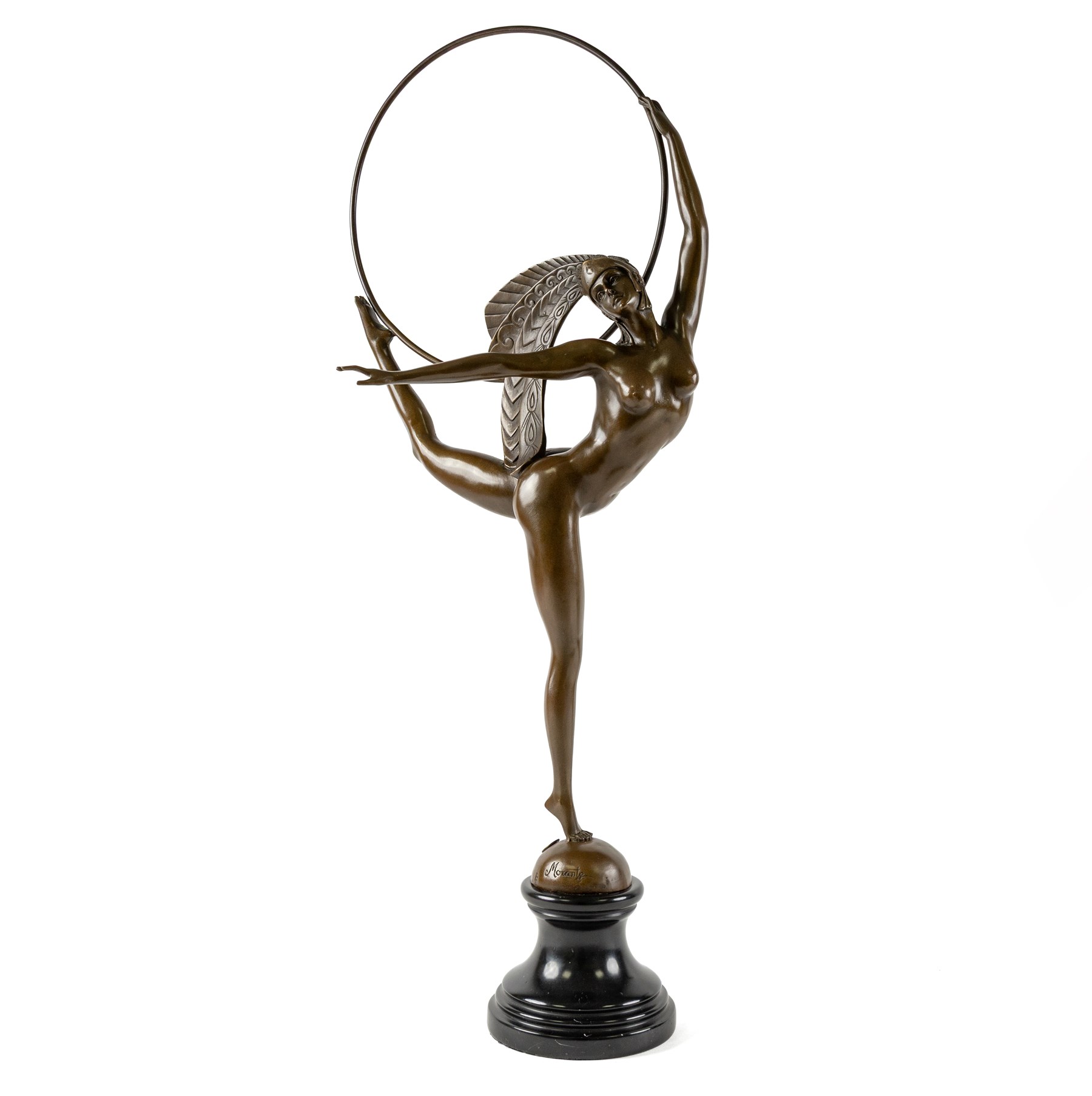 After Morante, Danseuse au cerceau Art deco style dancer, H69cm