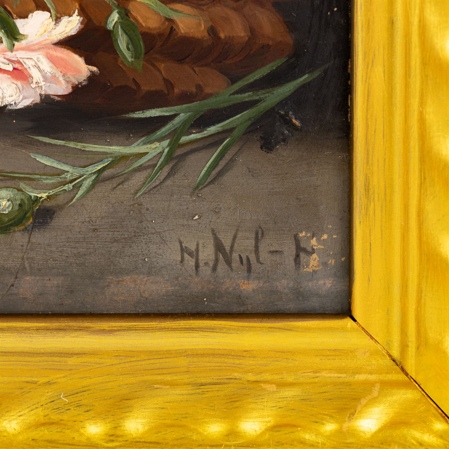 Marie Nyl-Frosch (German 1857-1914): Still Life of Flowers in a Basket, oil on board signed 31cm x 46cm