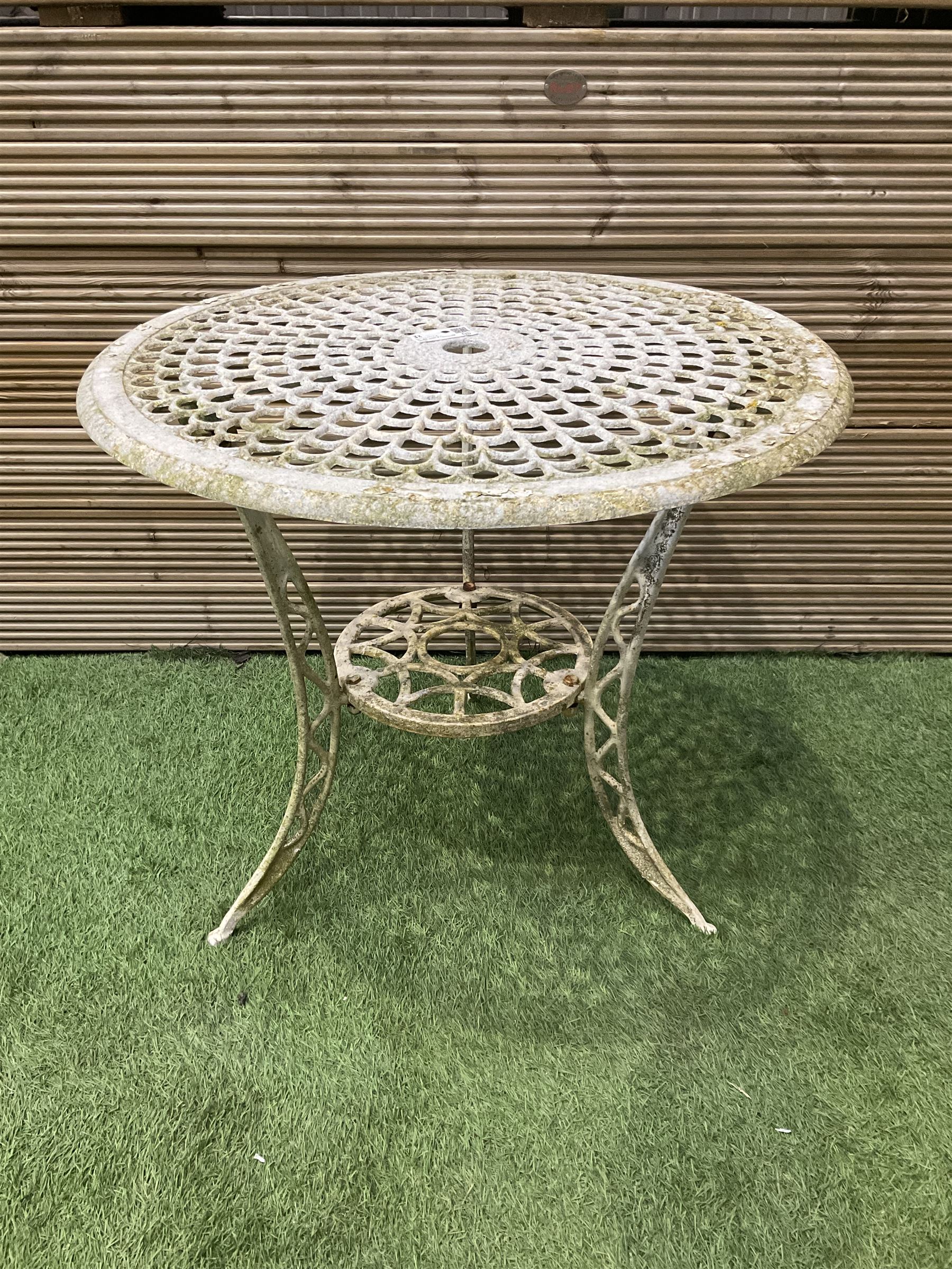 Cast aluminium garden table painted in white - THIS LOT IS TO BE COLLECTED BY APPOINTMENT FROM DUGGLEBY STORAGE, GREAT HILL, EASTFIELD, SCARBOROUGH, YO11 3TX