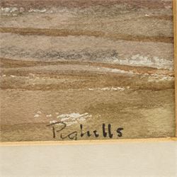 Joseph Pighills (British 1902-1984): 'West End - Haworth Moor' and 'Estuary of the Blackwater Maldon - Essex', pair watercolour signed, inscribed verso 25cm x 36cm (2)