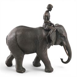 Bronzed figure of an Indian Elephant with rider, H24cm