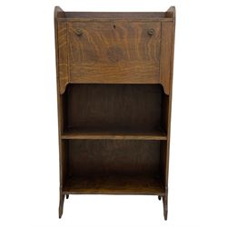 Early 20th century oak secretaire bookcase, fall front above two open shelves
