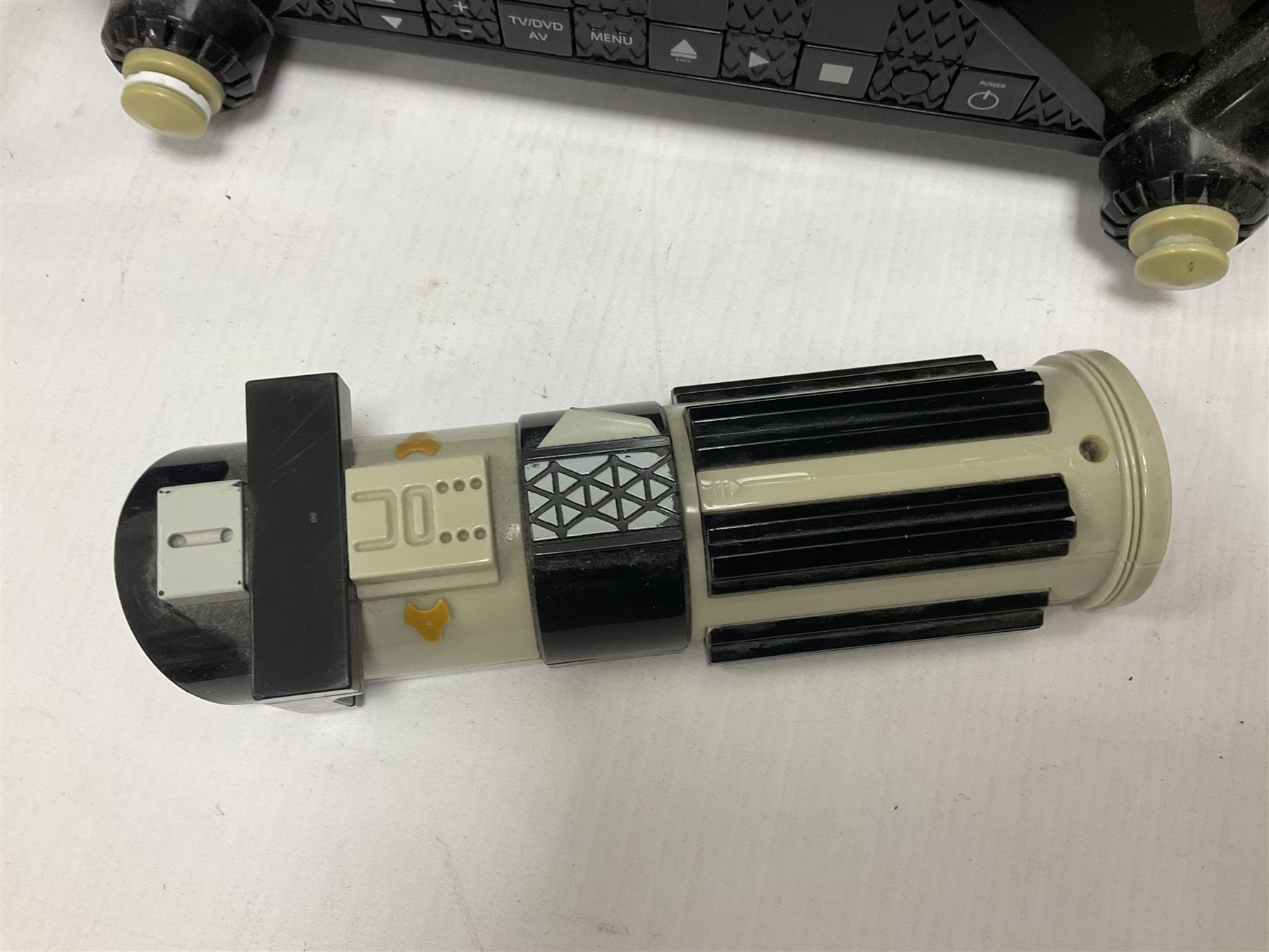 Star Wars - Darth Vader Dolby TV/DVD player with Lightsaber TV remote, JakksTVGames 2005 games controller and replacement AC adapter 