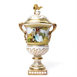 Two Coalport Eagle commemorative vases, painted with scenes depicting a Thomas Gainsborough portrait and Westminster Abbey, both limited edition 4/100 and 41/100, with printed marks to base, H32cm