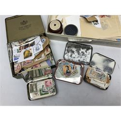 Great British and World stamps, including air mail covers, Ethiopia, United States of America etc, vintage tobacco and other tins