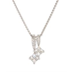 18ct white gold pave set princess cut an