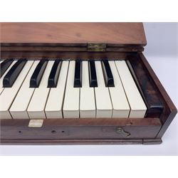 Late 19th/early 20th century clavier muet - mahogany cased mute keybpard with hinged lid L41cm