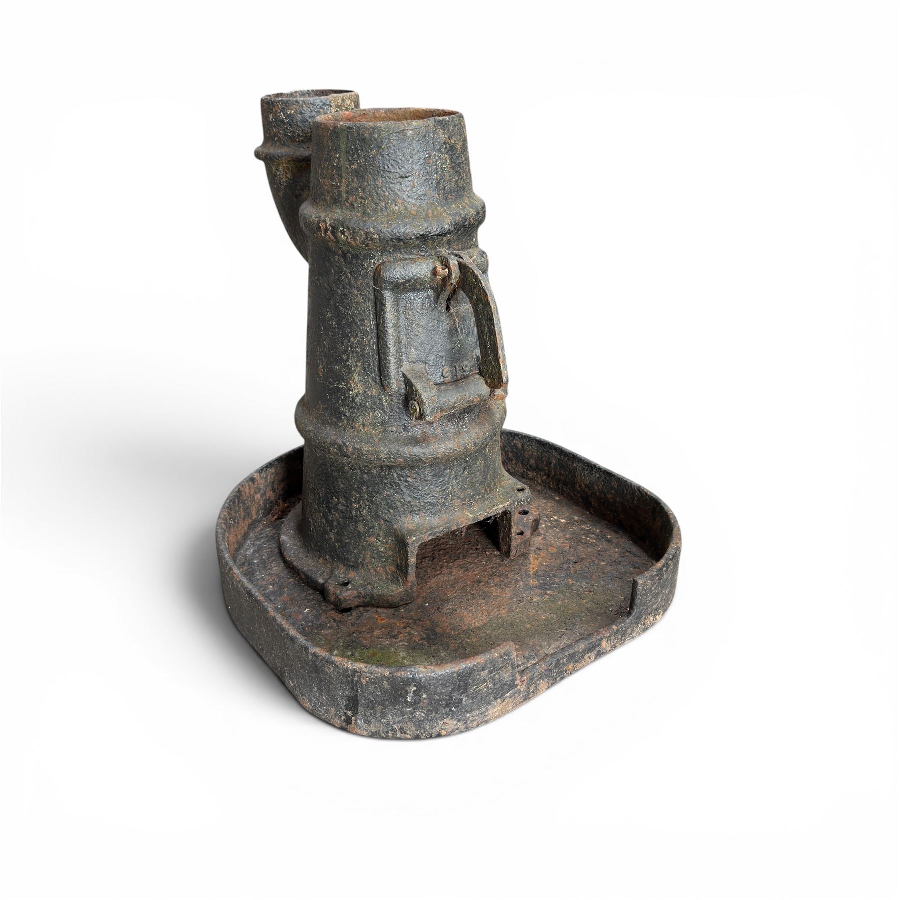 19th century rustic guards/break van railway stove, cast iron, stamped 