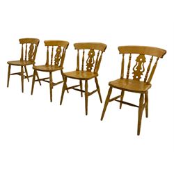 Set of four beech farmhouse chairs