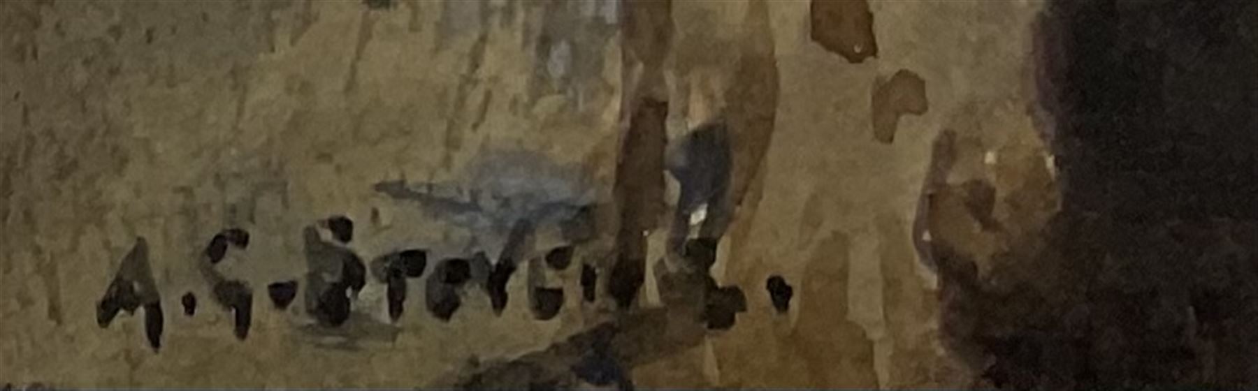 Albert George Stevens (Staithes Group 1863-1925): The Blacksmith's Forge, watercolour signed 20cm x 28cm