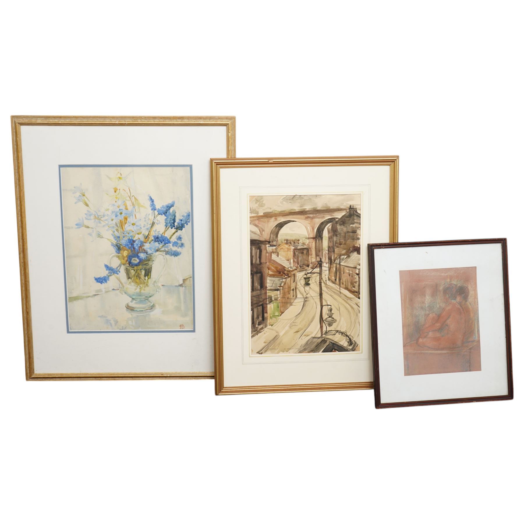 Oil painting of Amalfi Coast Italy together with quality still life watercolour and other original works and etchings (in one box)