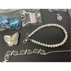 Ola Gorie silver spiral design necklace, hallmarked, together with a collection of beaded silver jewellery 