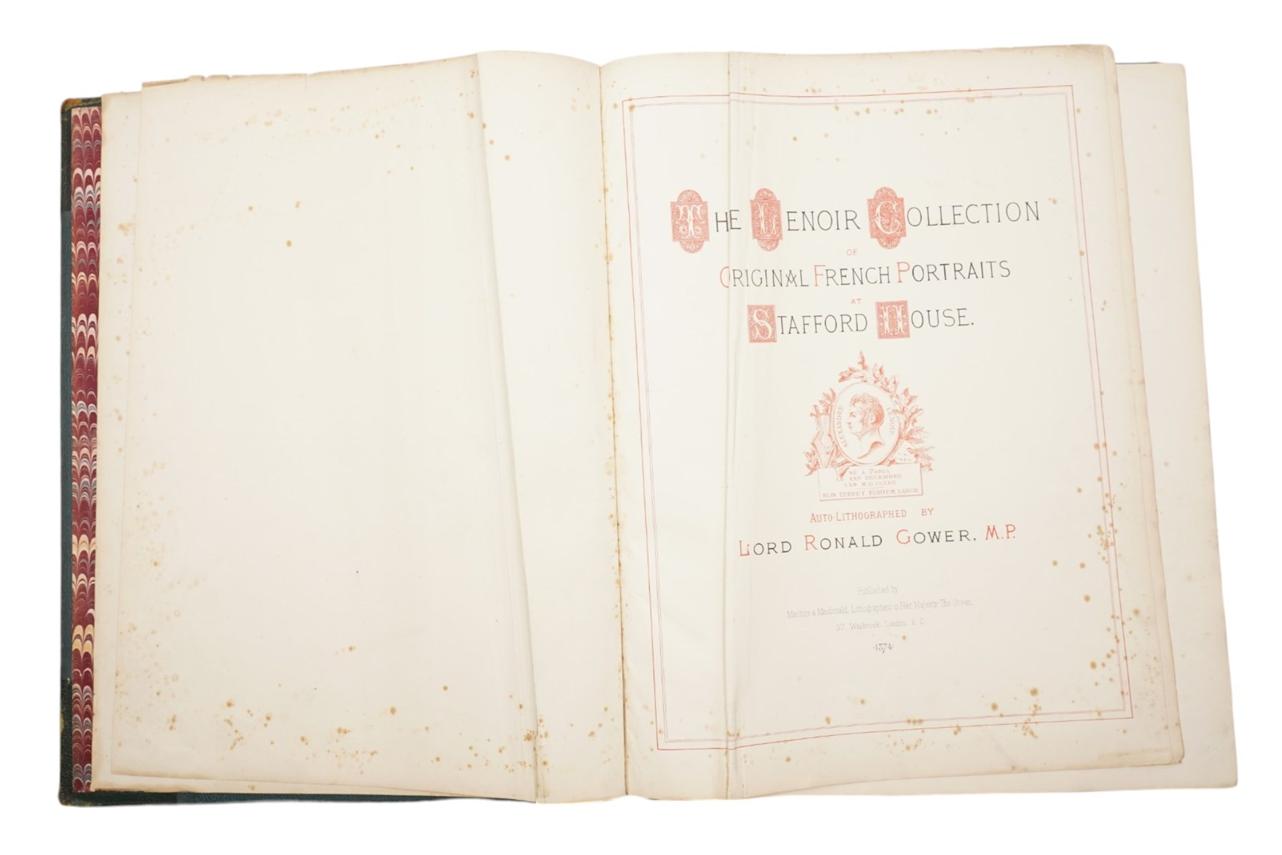 Lord Ronald Gower (British 1845-1916) after Alexandre Lenoir (French 1761-1839): 'The Lenoir Collection of Original French Portraits at Stafford House', portfolio of 136 auto-lithographs max 54cm x 39cm
Notes: Lenoir was an archaeologist and curator of The Museum of French Monuments in Paris, most known for saving France's historic monuments from being destroyed during the French Revolution. The historical figures depicted are largely from the House of Valois and House of Bourbon eras, as well as cultural, clergy and religious figures. The portfolio was published by Maclure and Macdonald, London in 1874.
