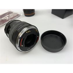 'Zenza Bronica SQ-B' camera fitted with 'Zenza Bronica Zenzanon-PS 1:28 f=80mm' lens, 'Zenza Bronica Zenzanon-PS 1:4 f=150mm' lens and 'Zenza Bronica Zenzanon-S 1:35 f=50mm' lens, with an instruction booklet