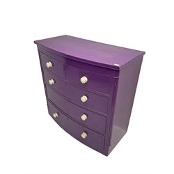 Victorian painted chest, fitted with two short and three long drawers