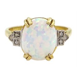 Silver-gilt opal and cubic zirconia ring, stamped Sil