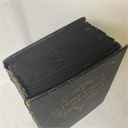 Postcard album with Victorian and later postcards, including silk cards, landscapes of the UK, portraits, Christmas cards etc  