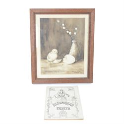 Cecil. A. Tooke; Two Little Bits of Fluff, framed watercolour painted by Royal Naval Volun...
