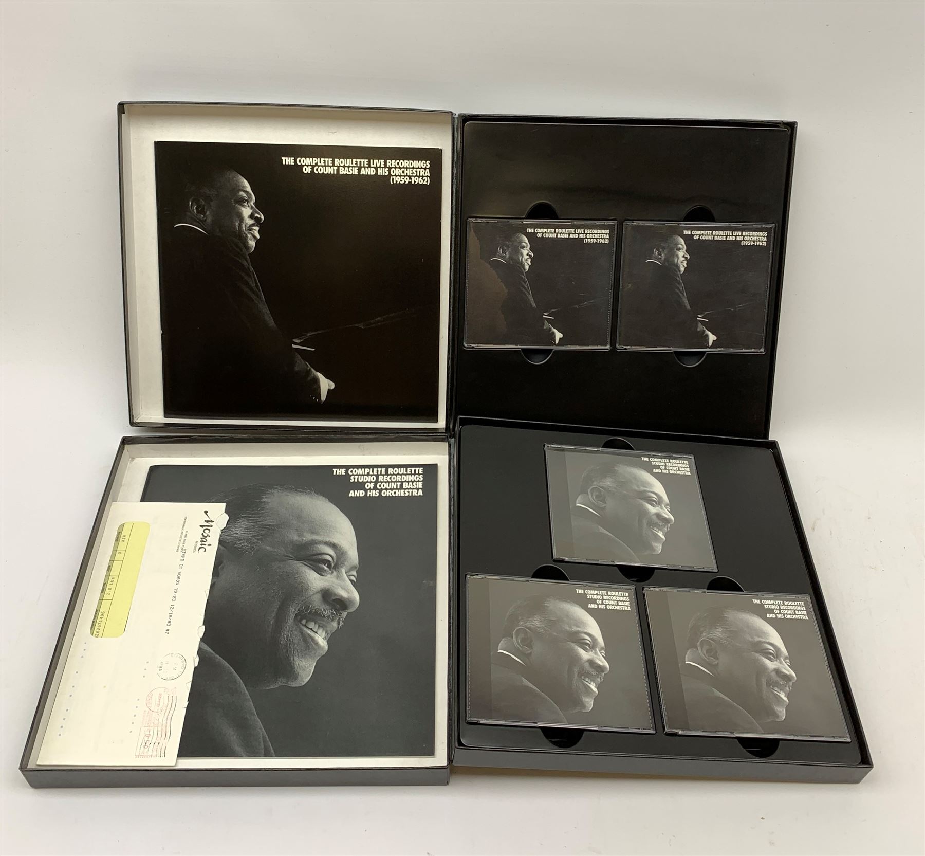 Count Basie: Two limited edition CD box sets, The Complete Roulette Studio Recordings of Count Basie and His Orchestra, Mosaic (MD10-149) and The Complete Roulette Live Count Basie Mosaic (MD8-135) (2)