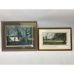 After Terry Harrison (20th century): Landscapes and Cricket, three colour prints signed in pencil together with four prints of flowers and one other max 45cm x 34cm (8)