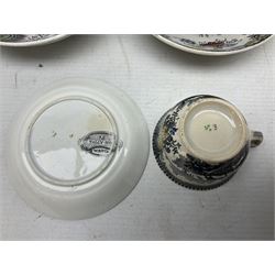 Collection of 19th century tea wares by William Smith & Co, decorated in various patterns including Cupid, Tally Ho and Fountain 