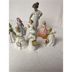 Nao figure 'How Pretty', together with seven Royal Doulton figures, including Wendy and Rose, Nao figure H22cm