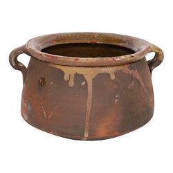 Two twin handled Spanish terracotta pots, together with terracotta pitcher and three similar, largest H35cm 