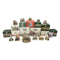 Eleven Lilliput Lane cottages from the British / English Collection, to include Tudor Court, Swan Inn, Culross House etc all boxed with deeds