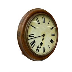 English-early 20th century  8-day wall clock with a mahogany dial surround and 12