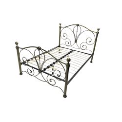 Bronze finish metal 4’ 6” double bedstead