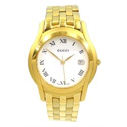 Gucci gentleman's gold-plated and stainless steel wristwatch, model No. 5400M, serial No. 0025786, boxed