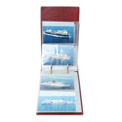 Large collection of shipping postcards, loose, in albums and album pages including ocean liners, ferries and ship photographs approx 1300 cards in total 