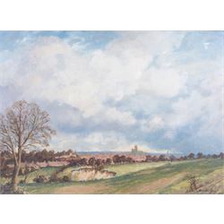 Harold Pye (Fylingdales Group Mid-20th Century): View Towards Bridlington, oil on board si...