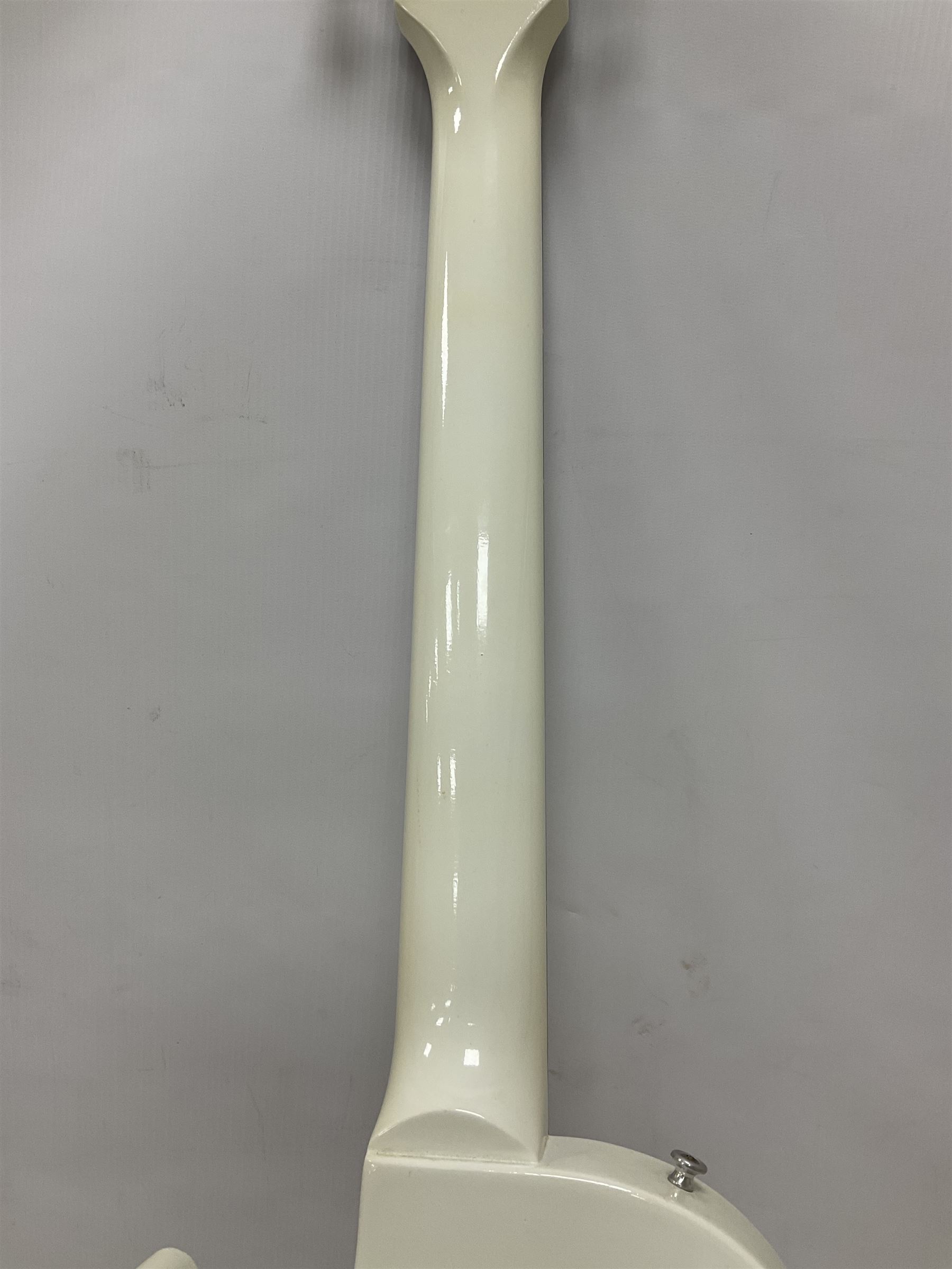 2010 Gibson Les Paul studio guitar, serial no101500537 in white finish with gold and pale green hardware, in Auden soft carry case, guitar L100cm