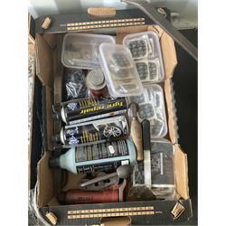 Hydraulic trolley jack, puncture repair kit, inner tubes, hydraulic fitting, and other tools - THIS LOT IS TO BE COLLECTED BY APPOINTMENT FROM DUGGLEBY STORAGE, GREAT HILL, EASTFIELD, SCARBOROUGH, YO11 3TX