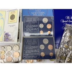 Coins including United Kingdom 1995 two pound coin on card, King George VI 1951 Festival of Britain crown, pre-decimal coinage etc, in one box