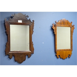  Two walnut framed Chippendale style wall mirrors, H50cm & H47cm   