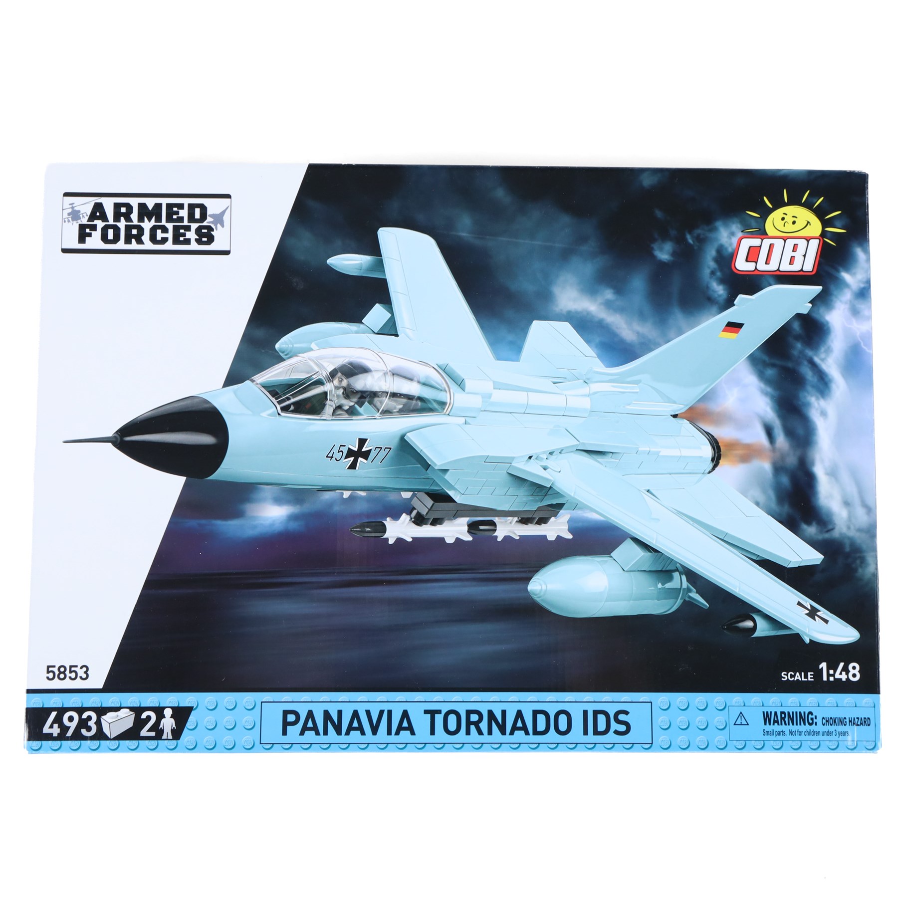 Four Cobi Bricks 1:48 scale Armed Forces sets, comprising no. 5819 F/A-18C Hornet, no. 5853 Panavia Tornado IDS, no. 5893 F-16 AM Fighting Falcon and no.5896 F-16 AM Fighting Falcon, all in sealed boxes