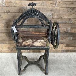 Ewbank cast iron ornamental mangle retailed by A Sawdon Whitby