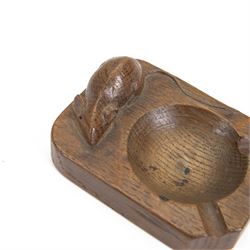 Mouseman - tooled oak ashtray, rectangular form with canted and rounded corners, carved with mouse signature, by the workshop of Robert Thompson, Kilburn, W10cm