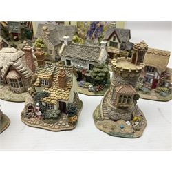 Twenty three Lilliput Lanes, including Village School, Lace's Shoe Shop, Cockles & Muscles, Scotland the Brave etc, together with The Leonardo Collection Paint Box Poppets and Gullivers World magazines 