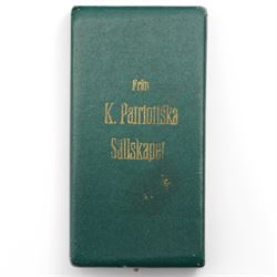 Sweden - Gustaf V gold medal for Long Term and Faithful Service awarded to Emil Pettersson the rim marked 'Guld 1945' with green and yellow ribbon in original box