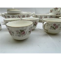 Minton Spring Bouquet pattern part tea and dinner service, including six dinner plates, six side plates, two covered dishes etc, together with Minton Marlow pattern part tea service  