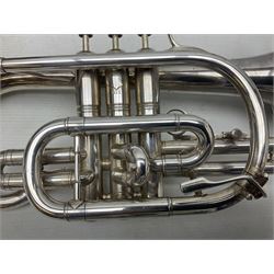 Lark M4046 silver plated cornet L34cm; in carrying case with mouth-piece