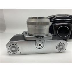 Zeiss Ikon Contarex Bullseye camera body, serial no. T92257, with 'Carl Zeiss planar 1:2 50mm' lens, serial no. 2374659, in Contarex ever ready case