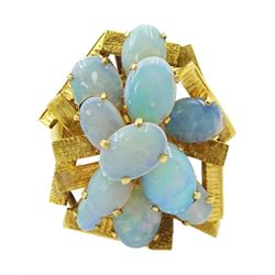 14ct gold opal cluster ring, stamped 585