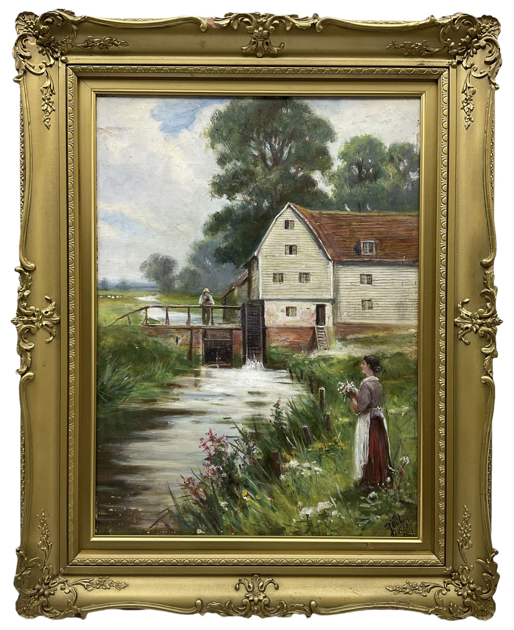 Joel Owen aka Francis E Jamieson (British 1895-1950): Mill at Sonning on the River Thames, oil on panel signed and dated 1927, titled verso 38cm x 28cm